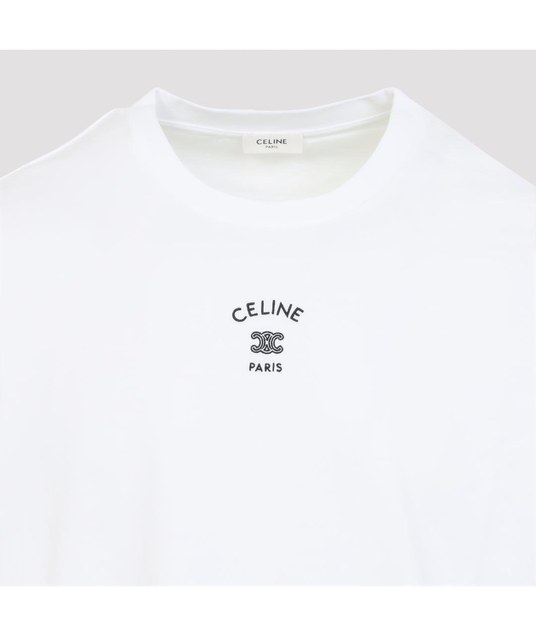 CELINE Белая хлопковая футболка, фото 3