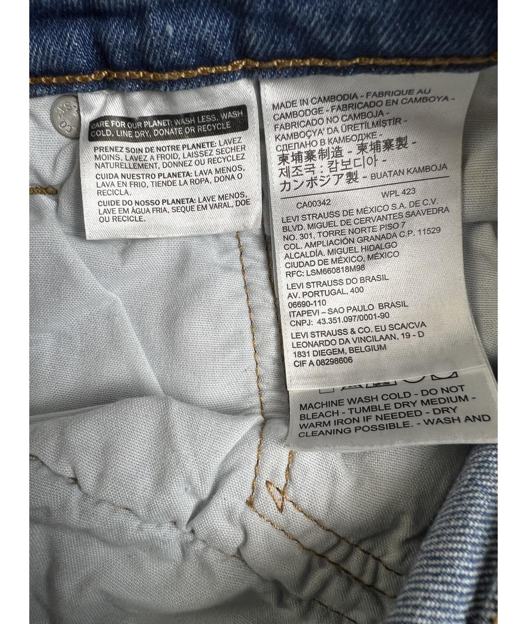 LEVI'S Голубые хлопковые прямые джинсы, фото 5