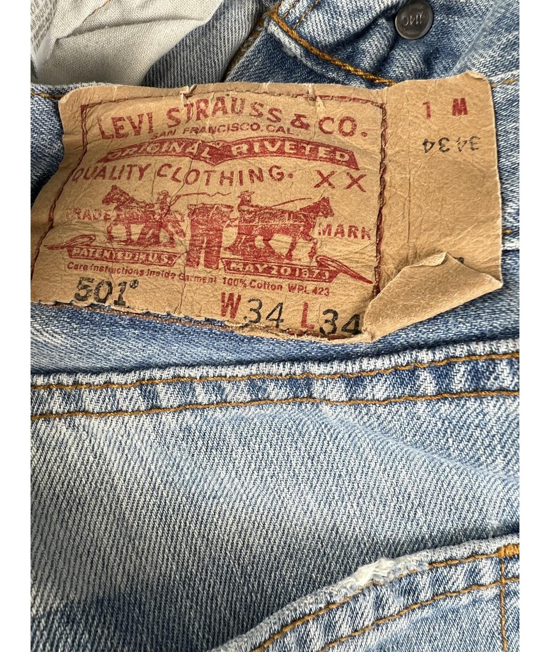 LEVI'S Голубые хлопковые прямые джинсы, фото 4