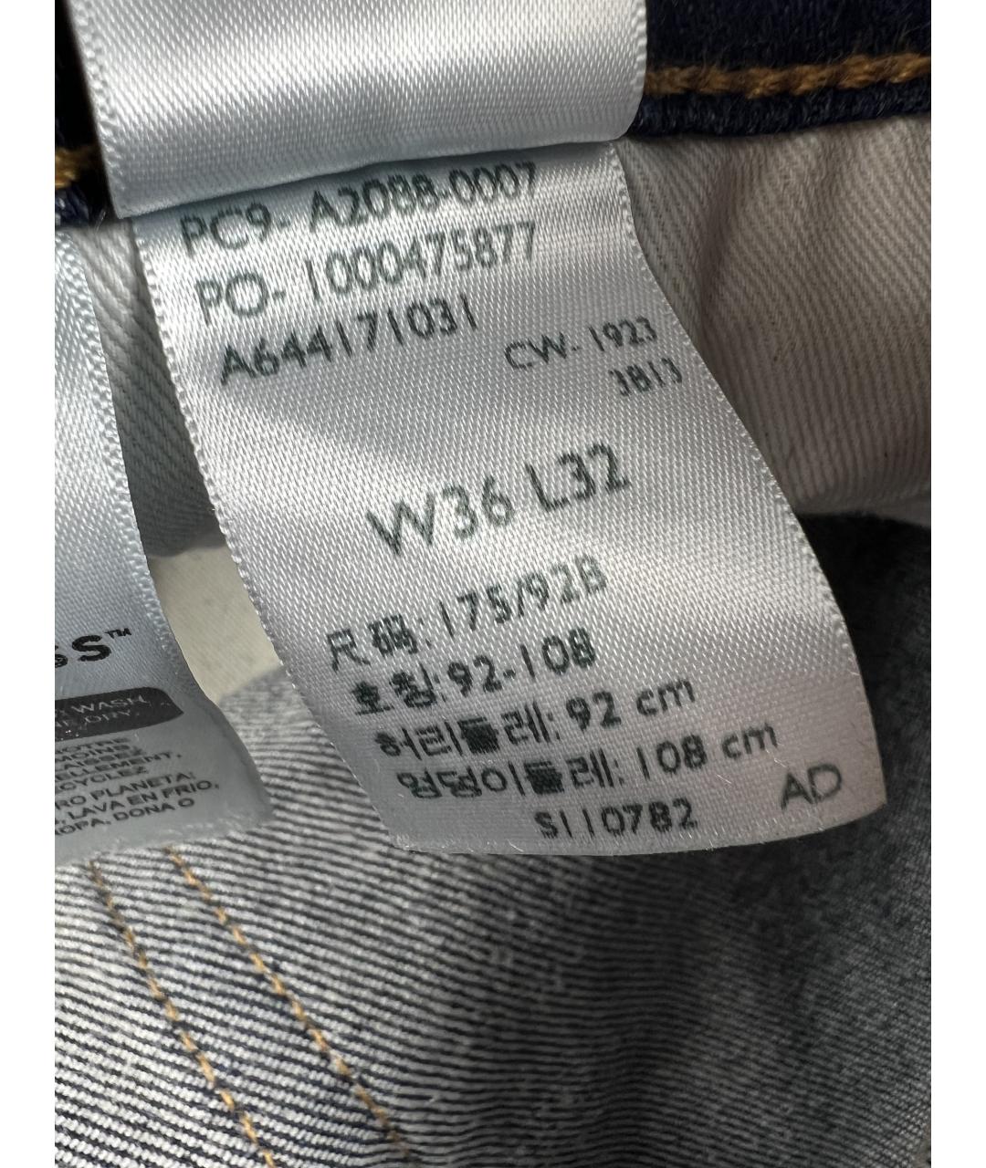 LEVI'S Темно-синие хлопковые прямые джинсы, фото 7