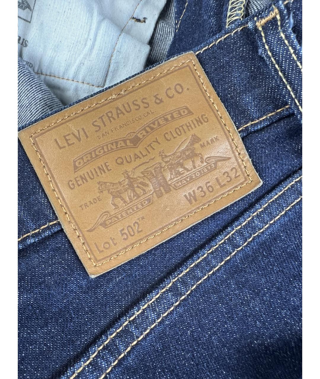 LEVI'S Темно-синие хлопковые прямые джинсы, фото 4