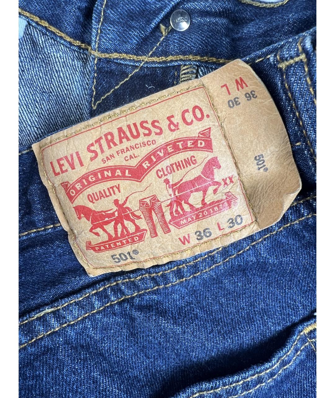 LEVI'S Темно-синие хлопковые прямые джинсы, фото 4
