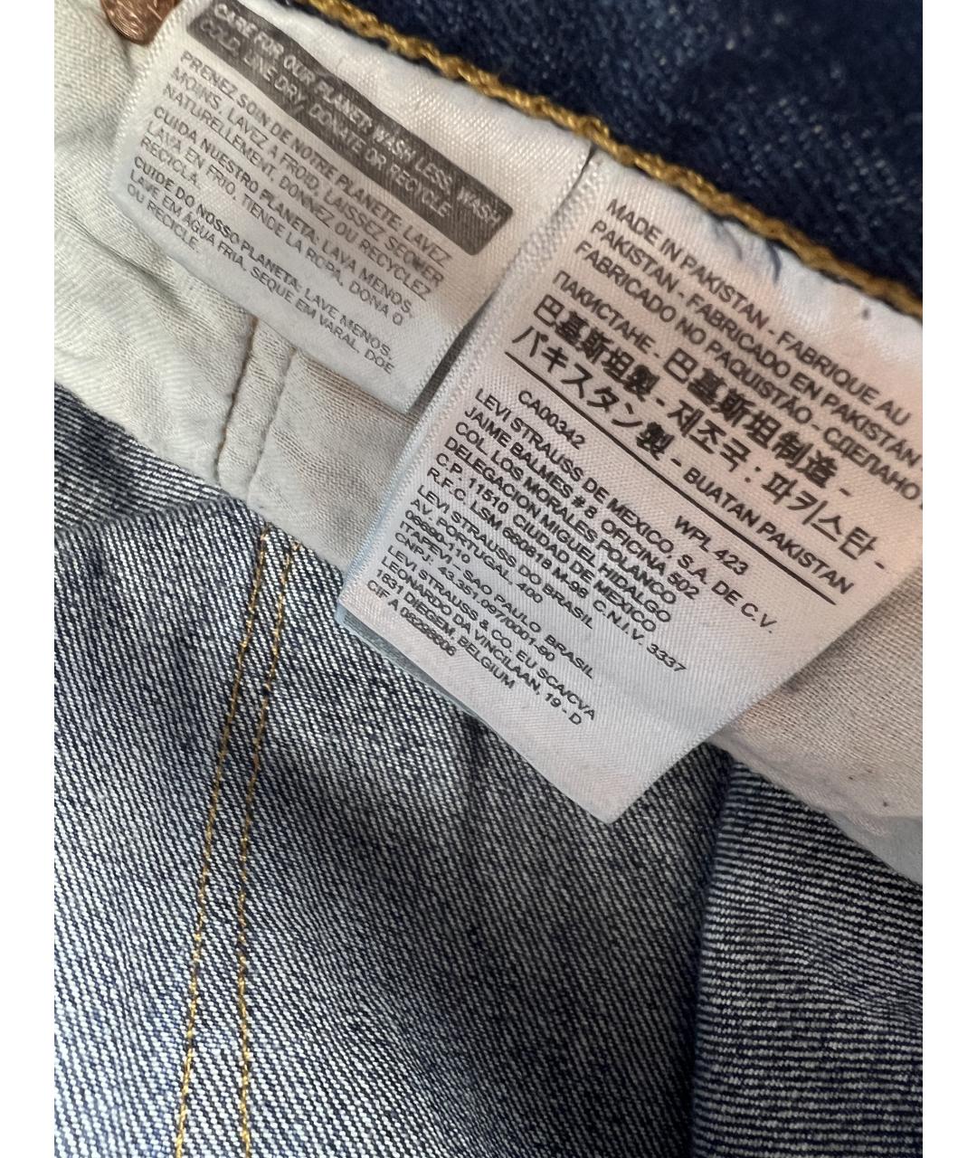 LEVI'S Темно-синие хлопковые прямые джинсы, фото 6