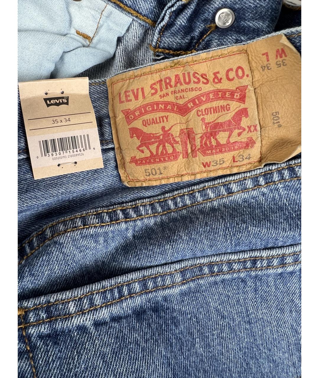 LEVI'S Голубые хлопковые прямые джинсы, фото 4