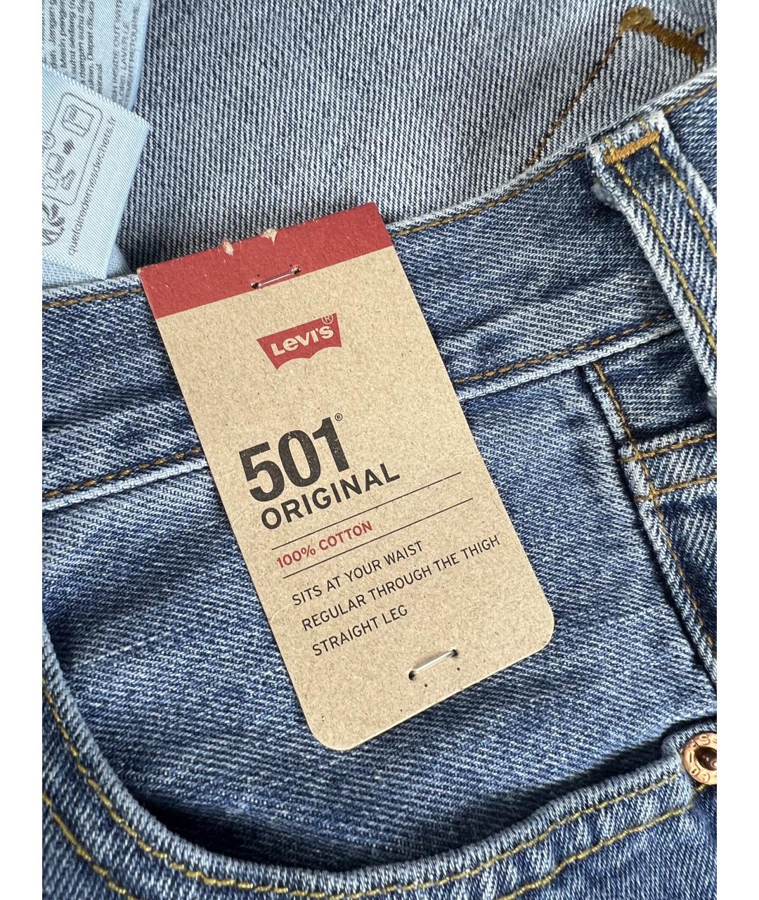 LEVI'S Голубые хлопковые прямые джинсы, фото 5