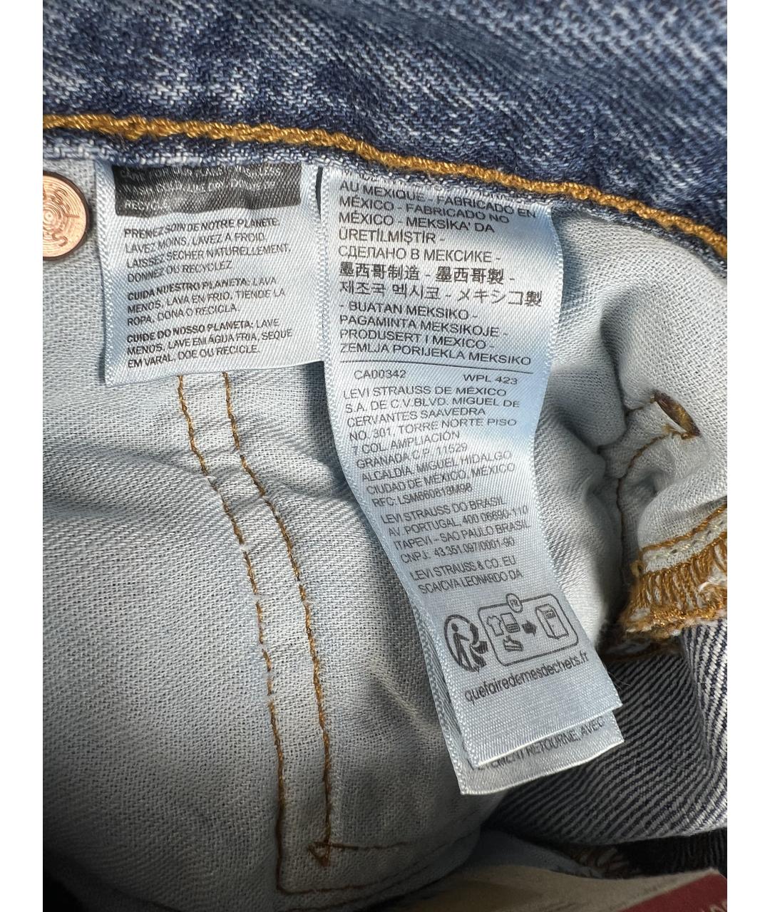 LEVI'S Голубые хлопковые прямые джинсы, фото 6