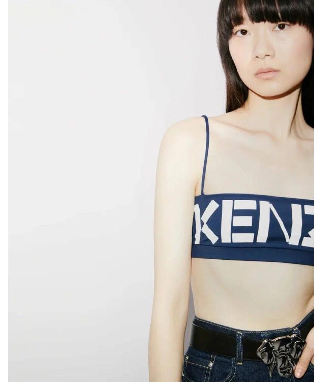 KENZO Темно-синяя хлопковая майка, фото 5