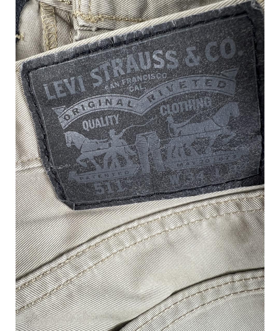 LEVI'S Бежевые хлопковые повседневные брюки, фото 3