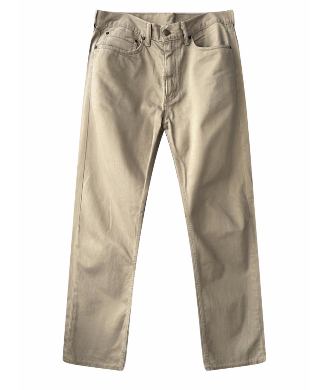 LEVI'S Бежевые хлопковые прямые джинсы, фото 1