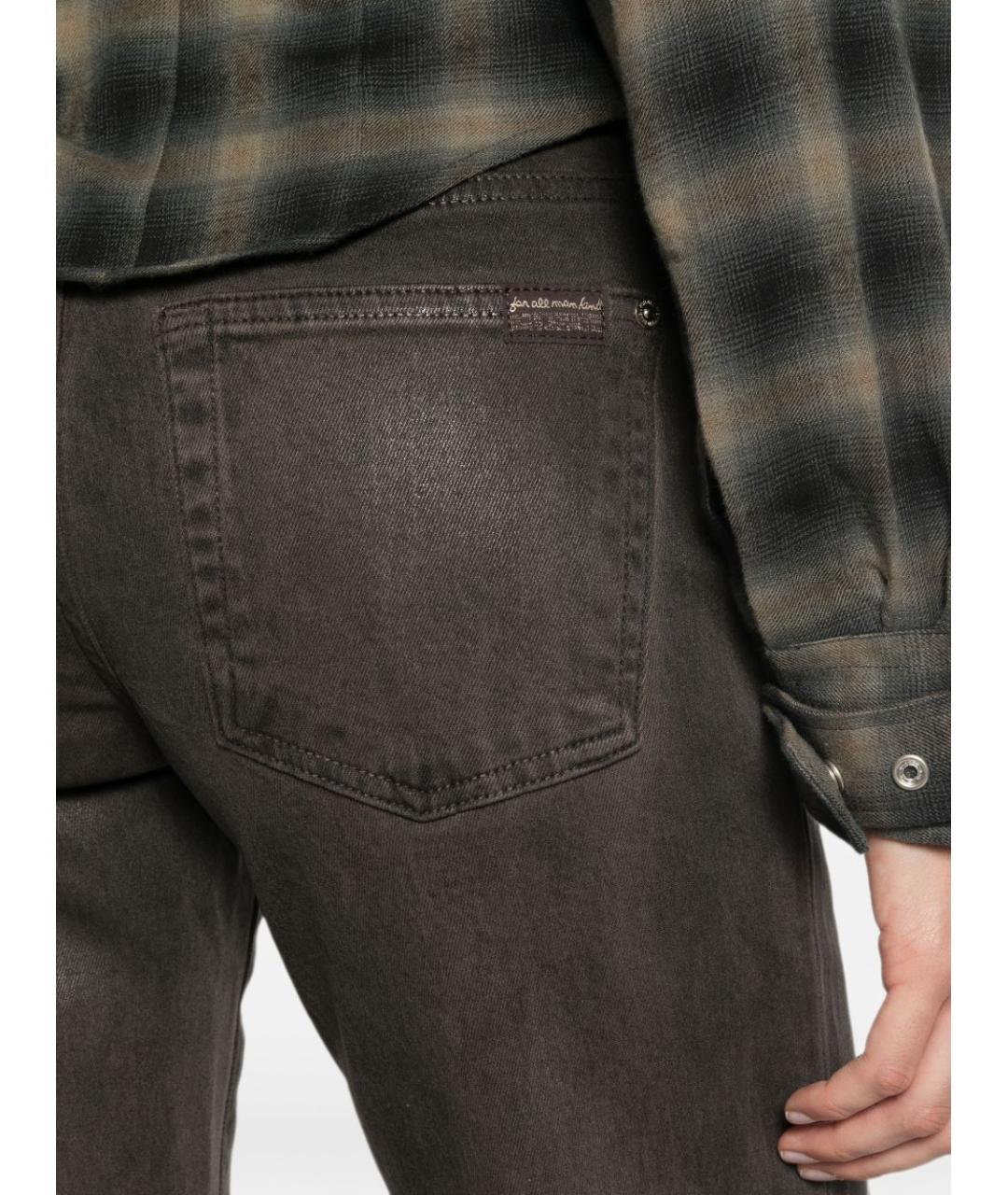 7 FOR ALL MANKIND Коричневые хлопковые прямые джинсы, фото 5