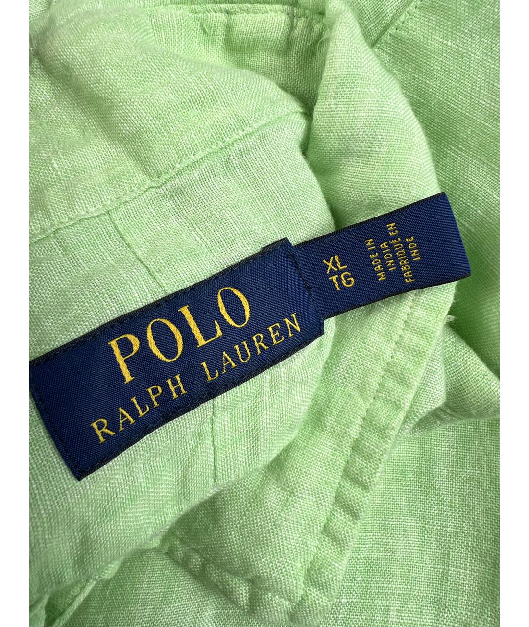 RALPH LAUREN Зеленая льняная кэжуал рубашка, фото 4