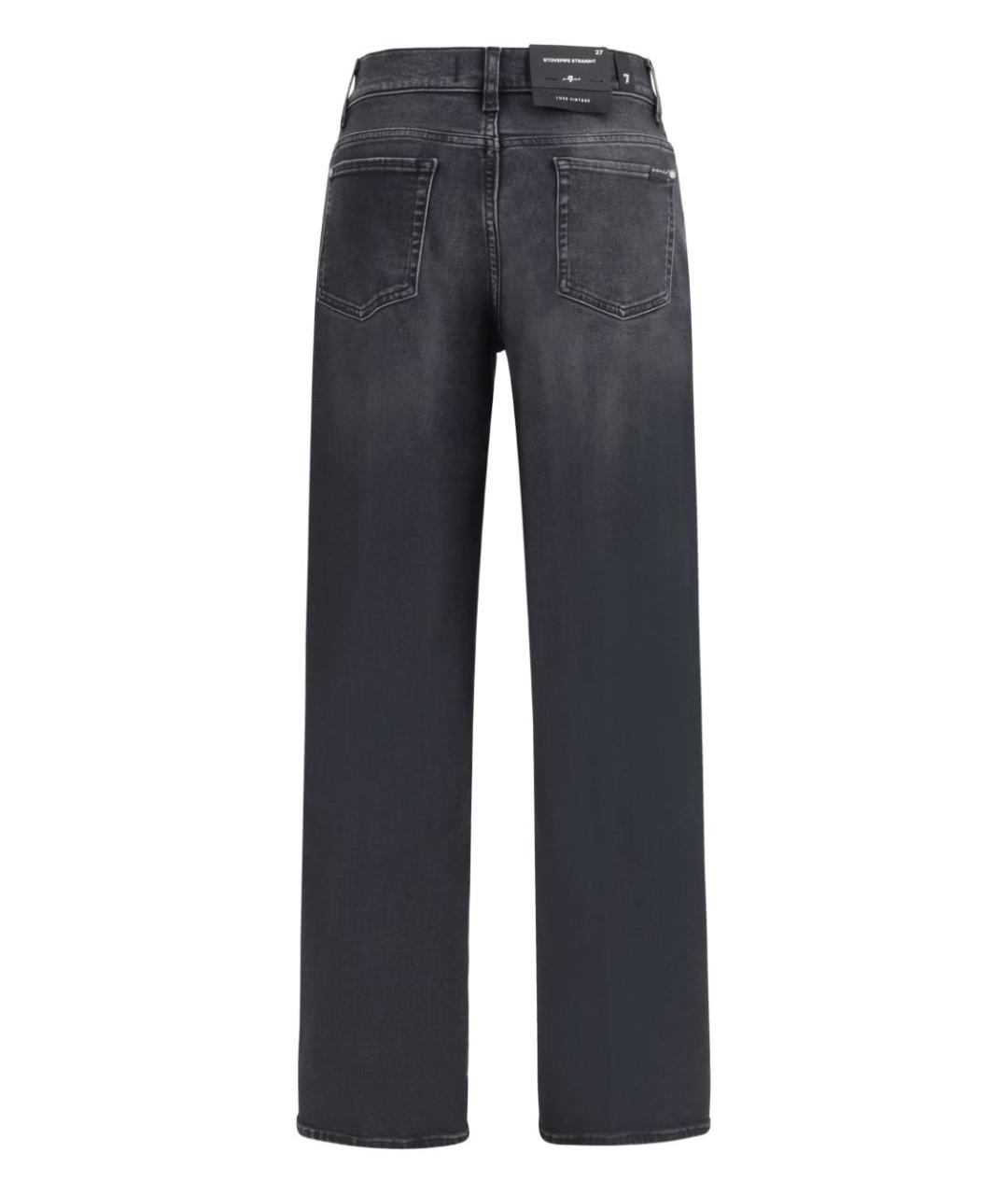 7 FOR ALL MANKIND Черные хлопковые прямые джинсы, фото 2