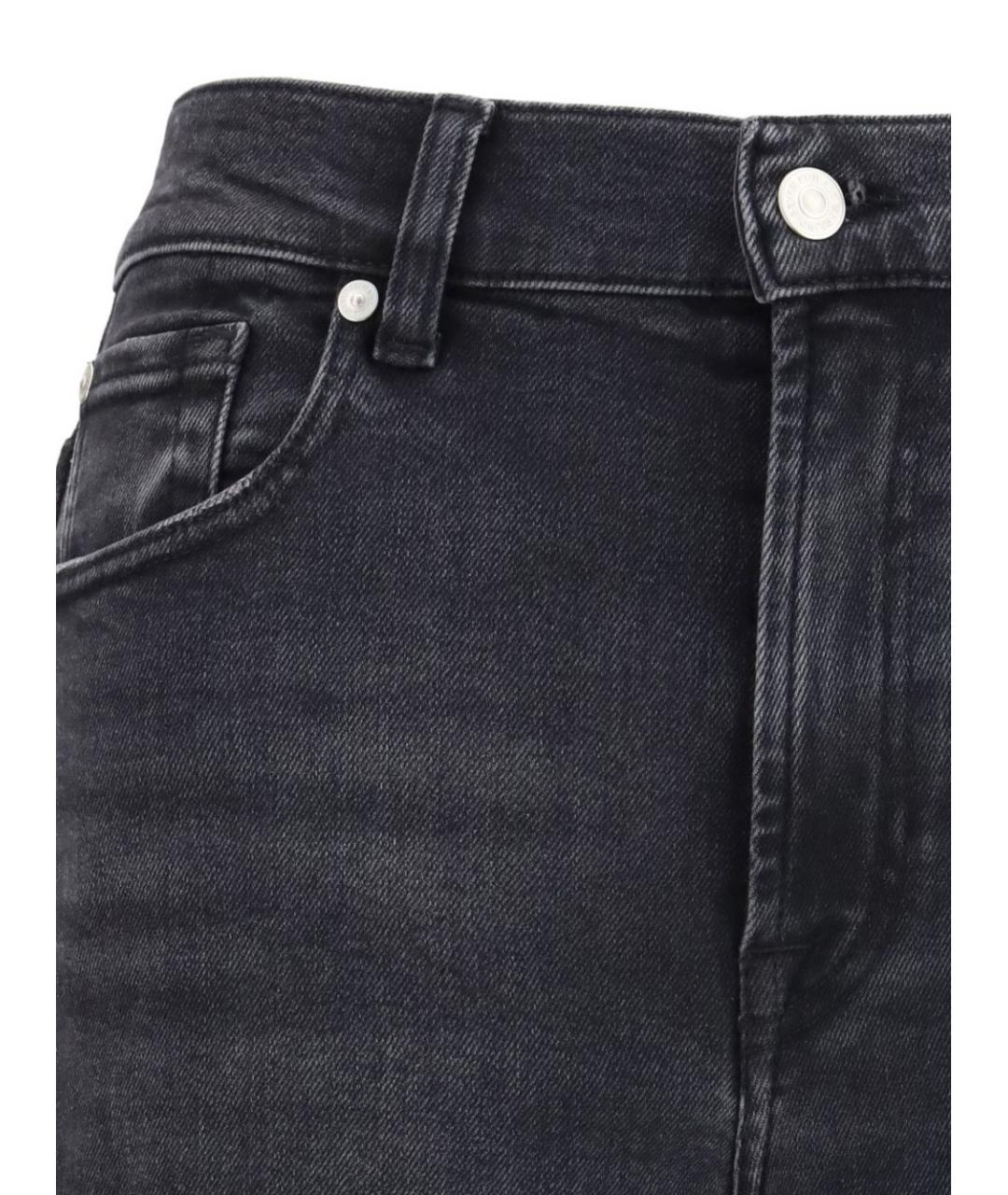 7 FOR ALL MANKIND Черные хлопковые прямые джинсы, фото 3