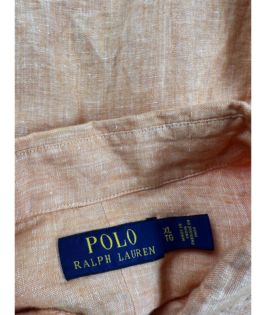 RALPH LAUREN Оранжевая льняная кэжуал рубашка, фото 4
