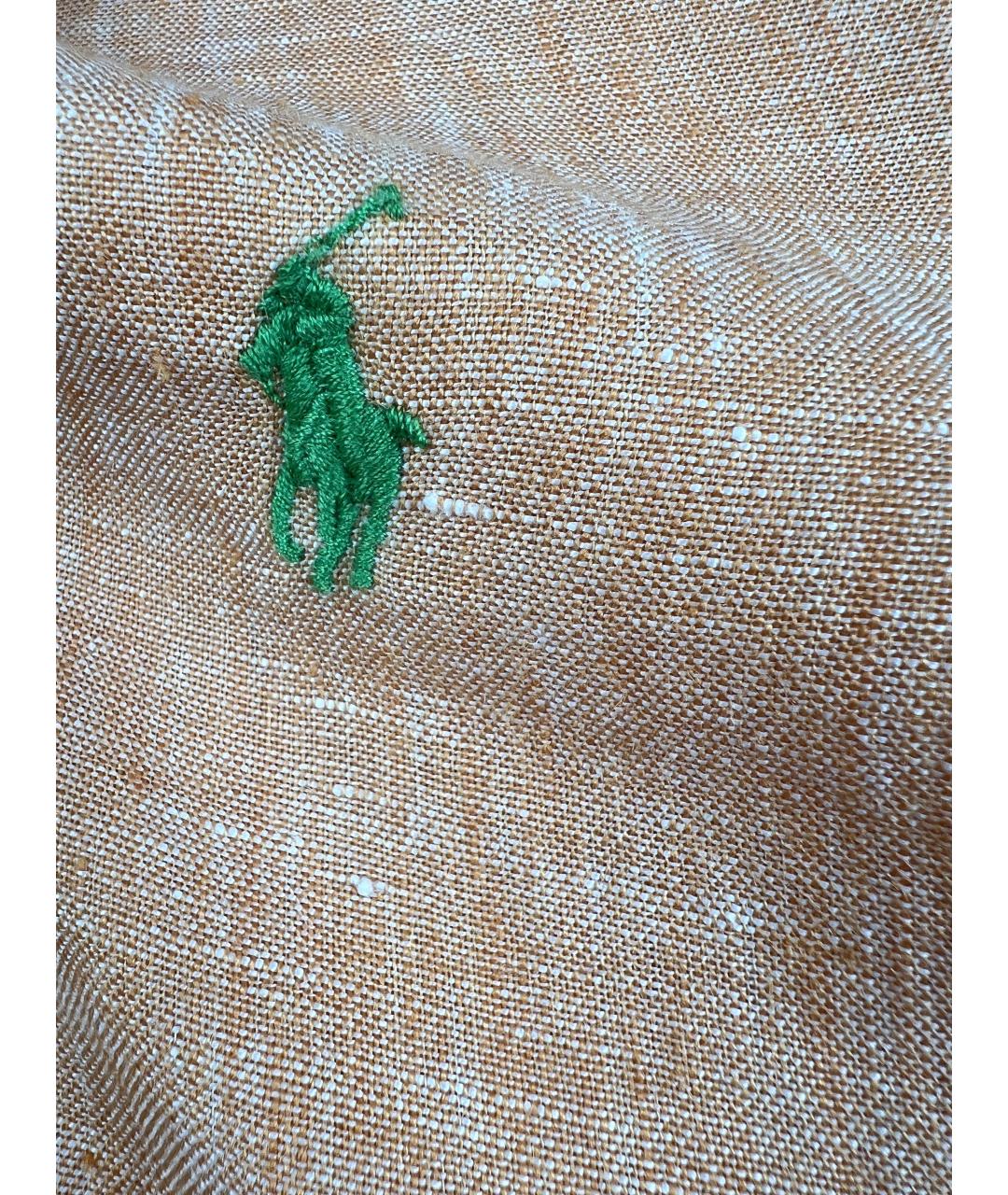 RALPH LAUREN Оранжевая льняная кэжуал рубашка, фото 3