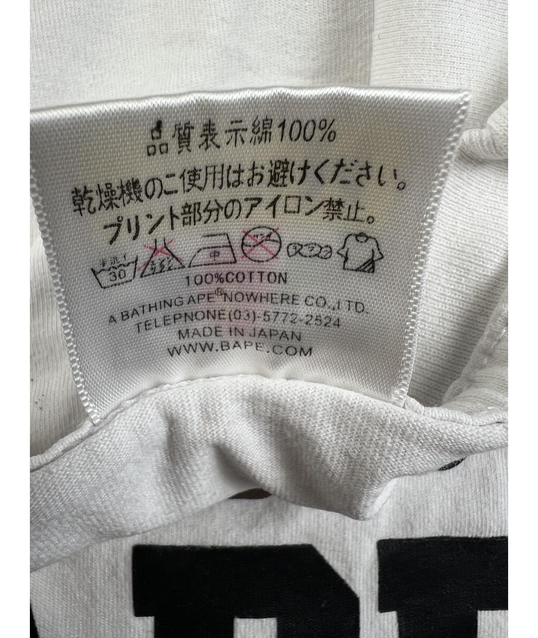 A BATHING APE Белая хлопковая футболка, фото 4