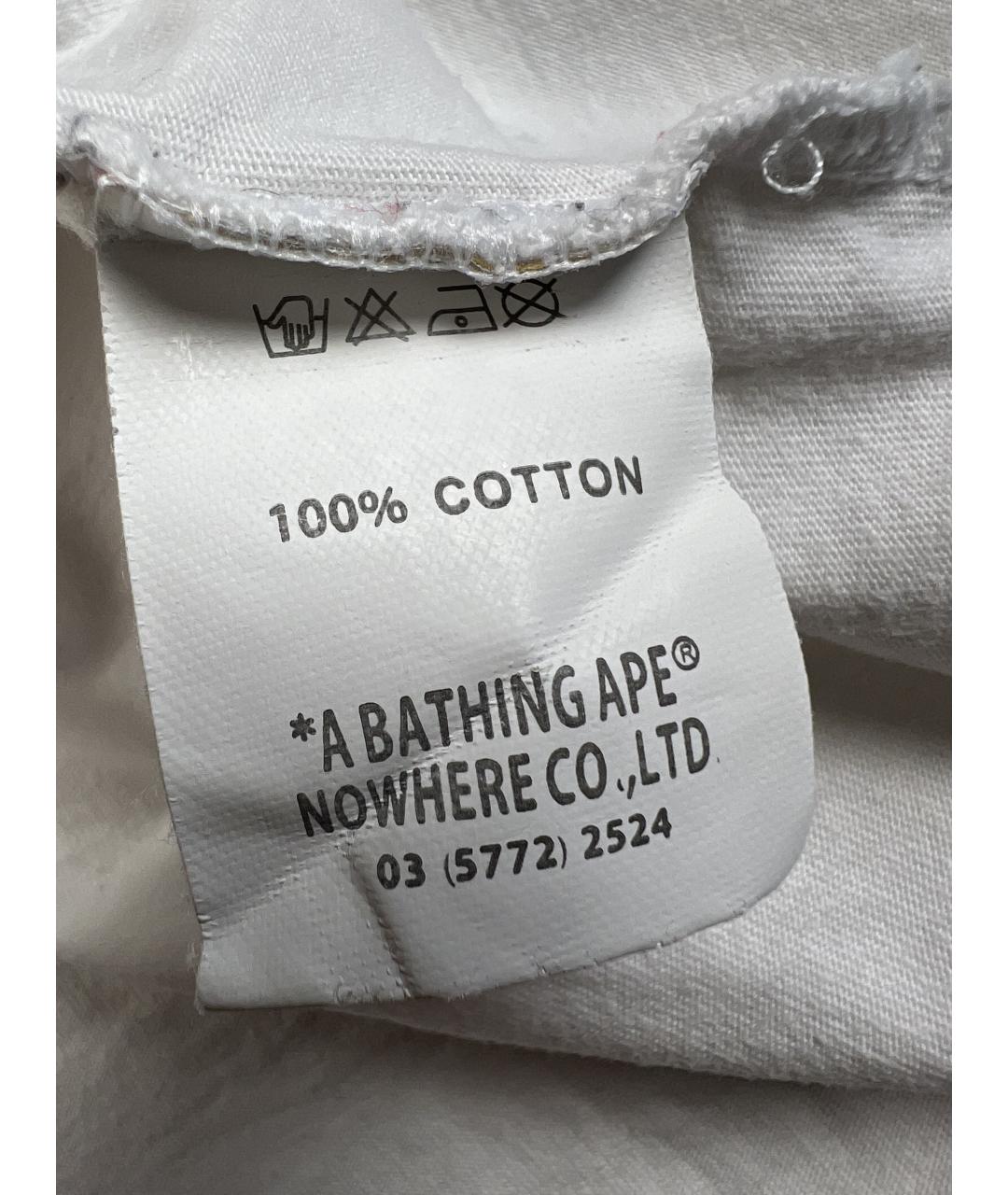 A BATHING APE Белая хлопковая футболка, фото 6