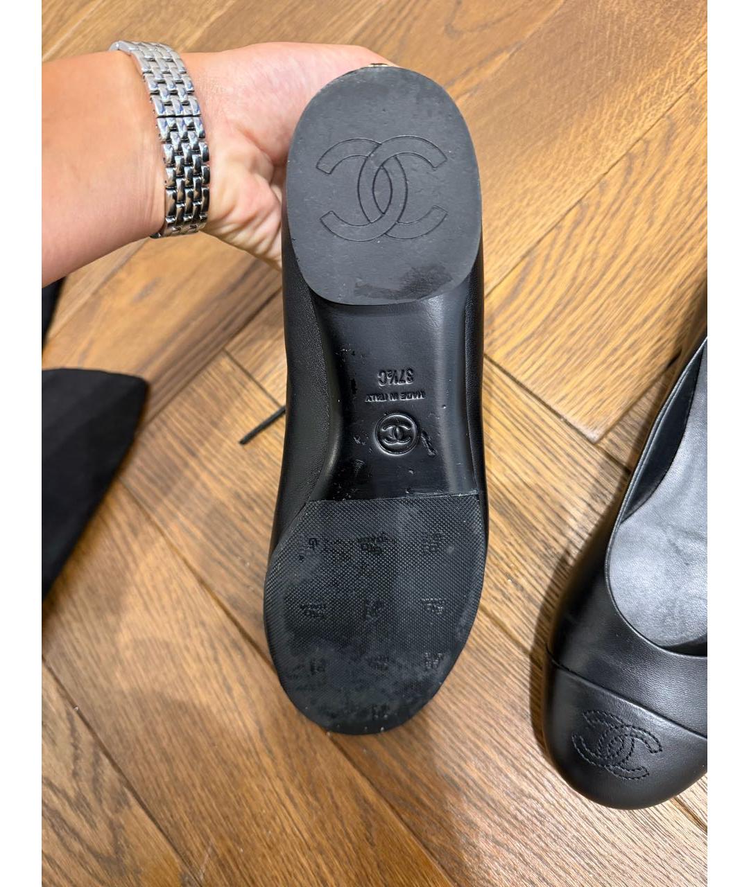 CHANEL Черные кожаные балетки, фото 4