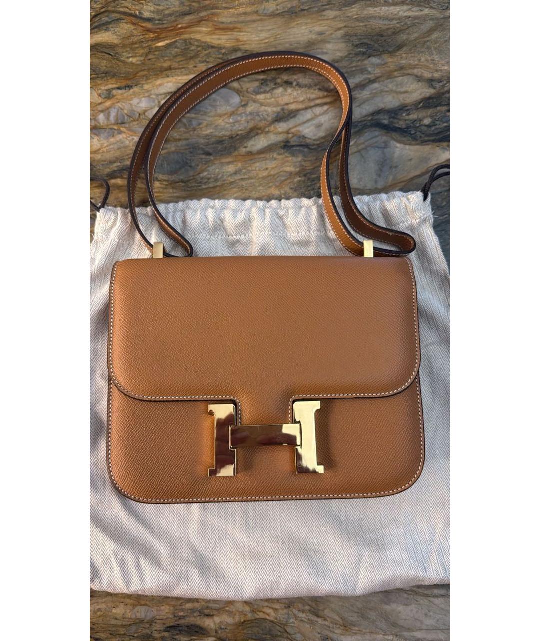 HERMES Коричневая кожаная сумка через плечо, фото 8