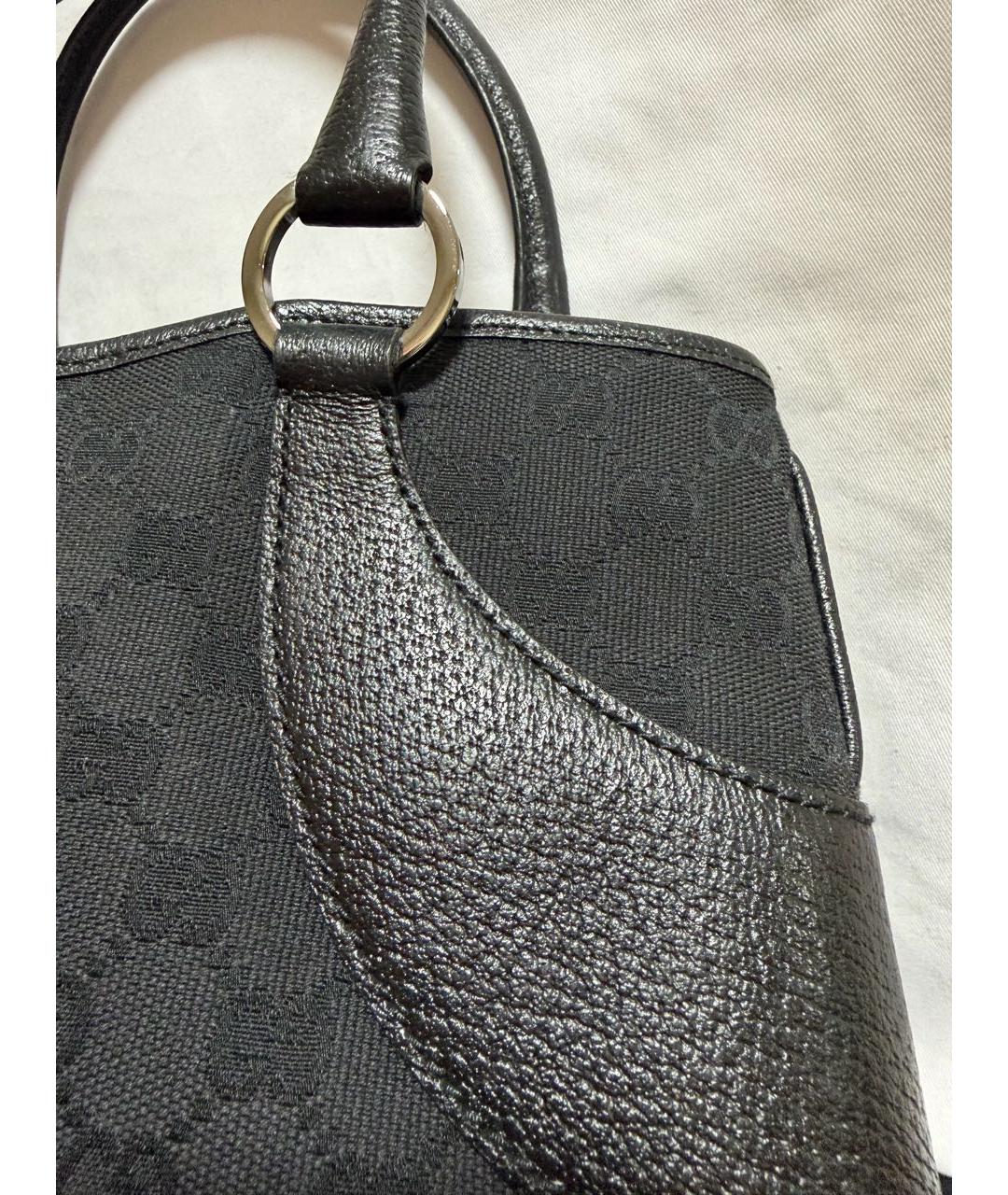 GUCCI Черная тканевая сумка с короткими ручками, фото 5