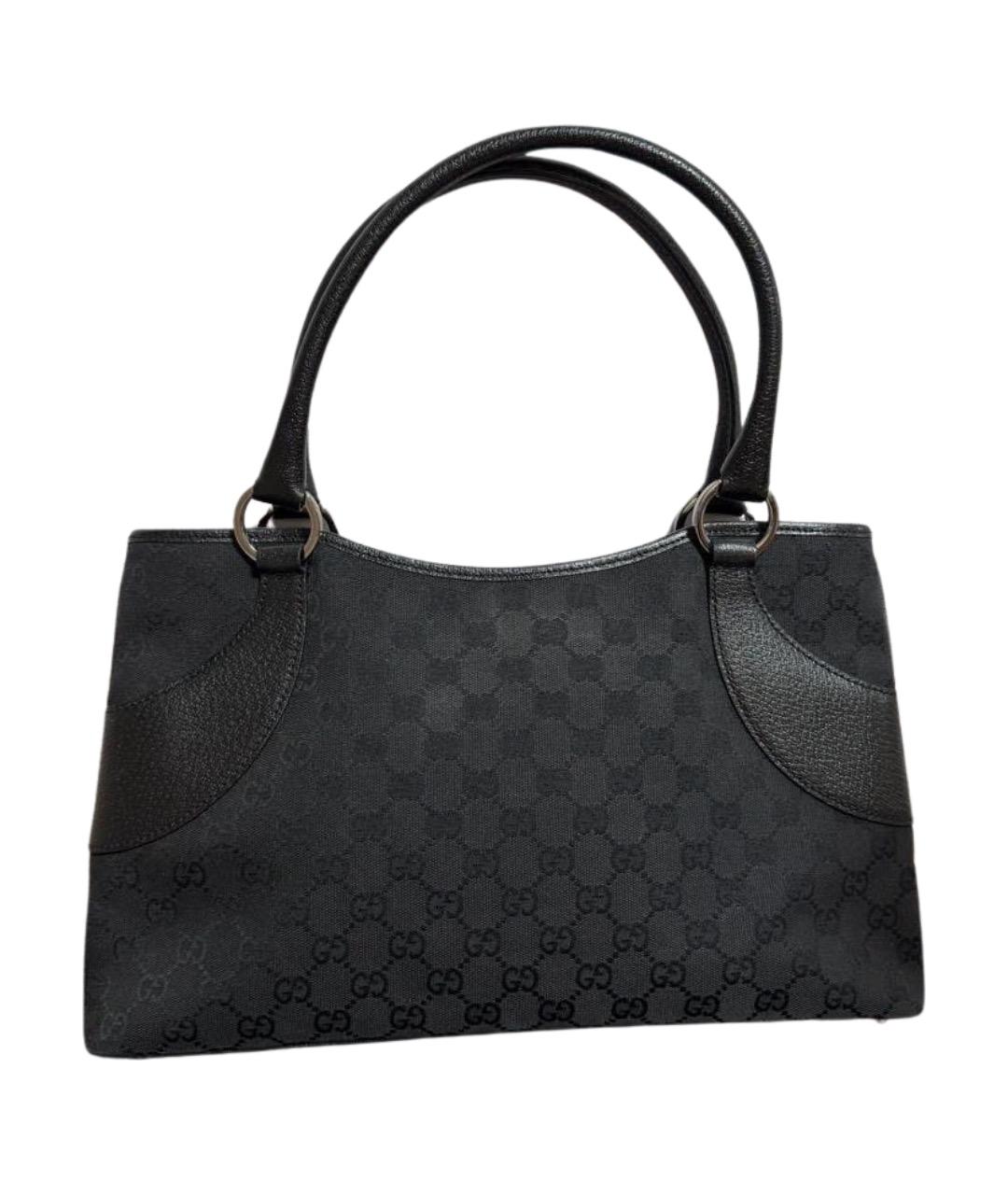 GUCCI Черная тканевая сумка с короткими ручками, фото 1