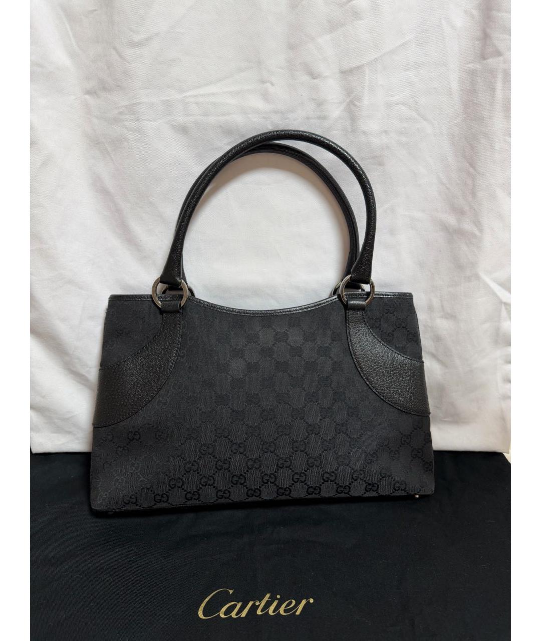 GUCCI Черная тканевая сумка с короткими ручками, фото 6