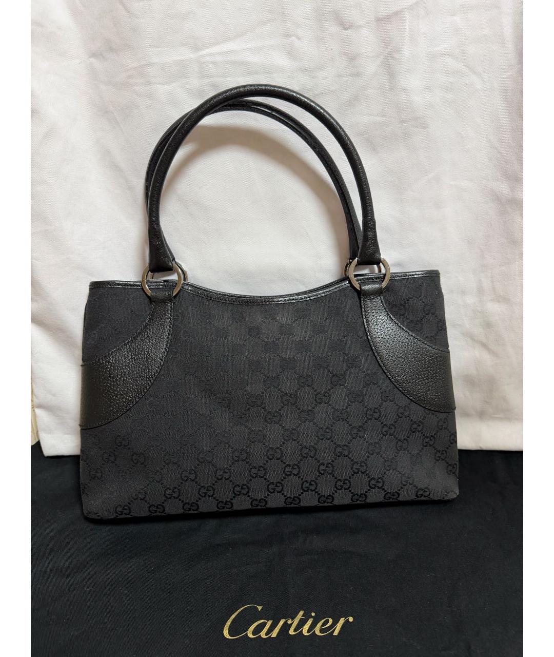 GUCCI Черная тканевая сумка с короткими ручками, фото 3
