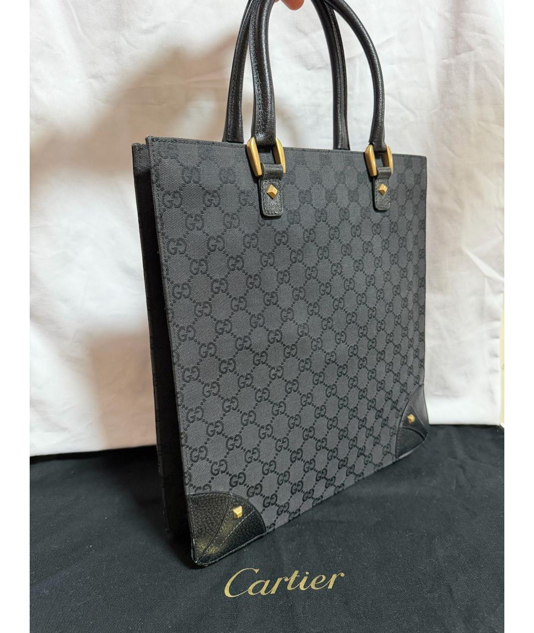 GUCCI Черная тканевая сумка тоут, фото 2