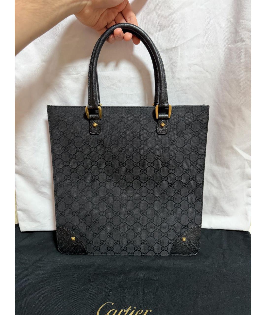 GUCCI Черная тканевая сумка тоут, фото 5