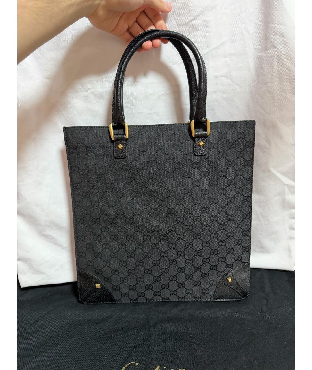 GUCCI Черная тканевая сумка тоут, фото 3