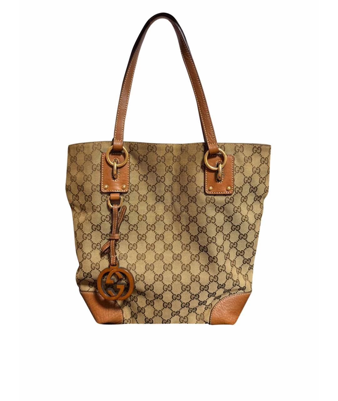 GUCCI Бежевая тканевая сумка тоут, фото 1
