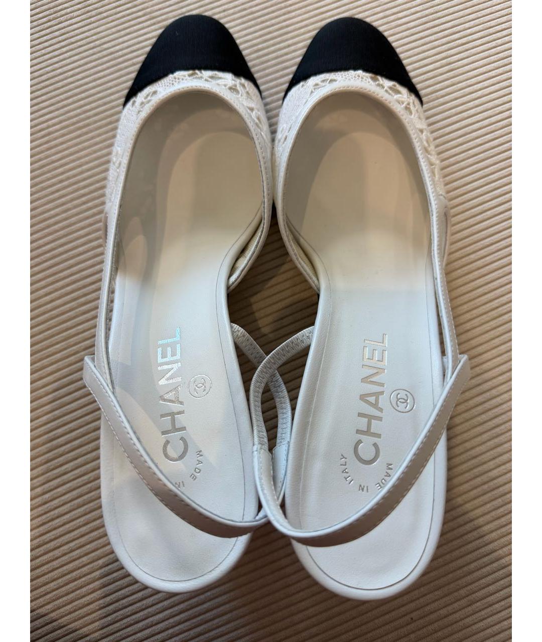CHANEL Белые текстильные балетки, фото 2