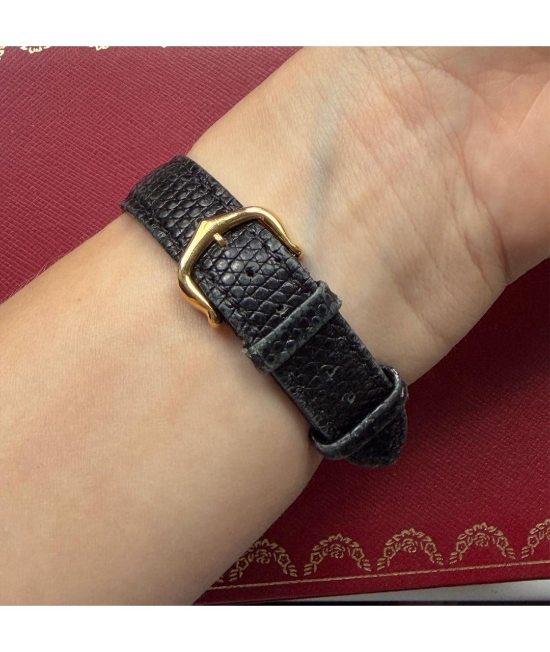 CARTIER Черные часы из экзотической кожи, фото 3
