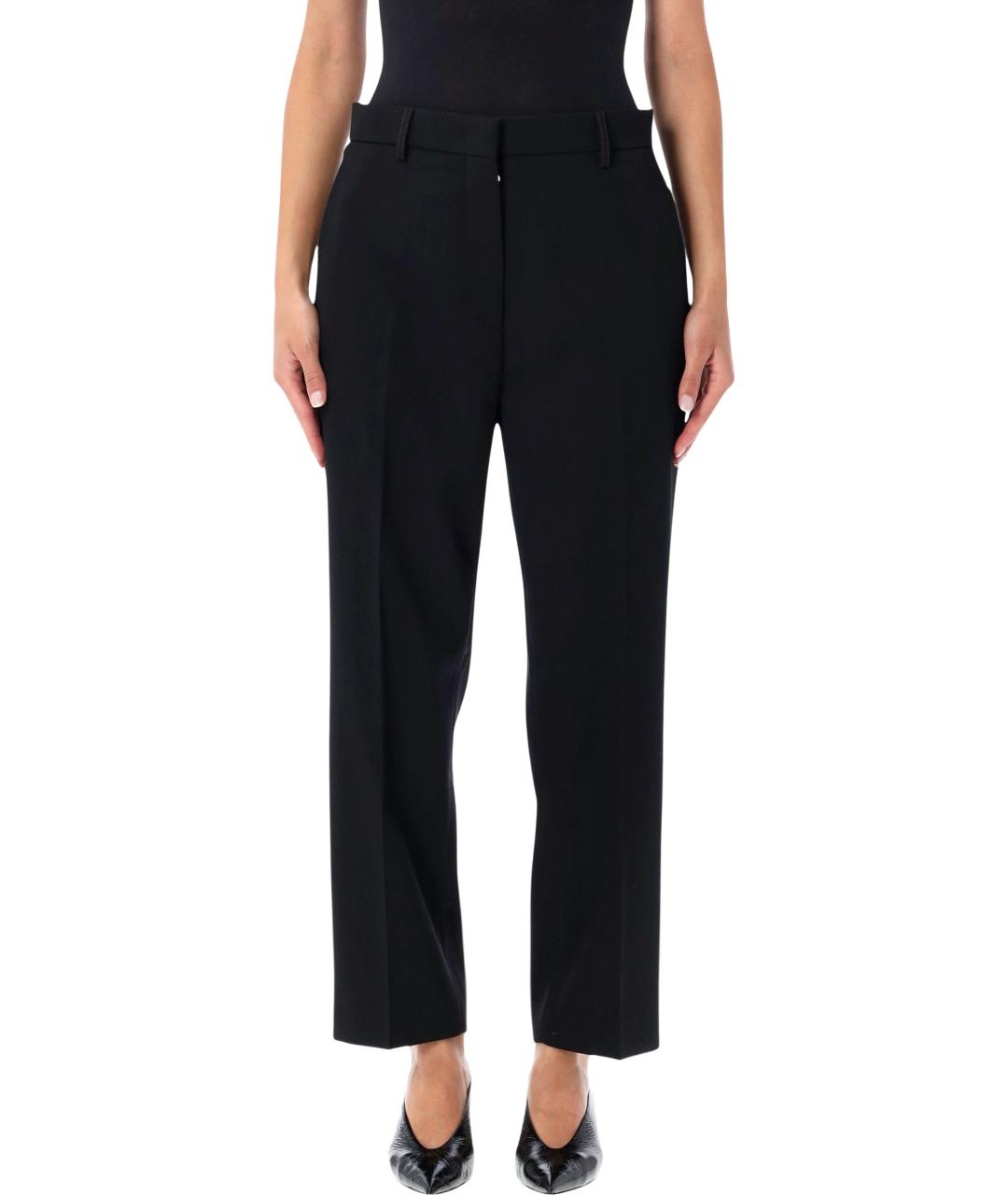 LANVIN Черные хлопковые прямые брюки, фото 1