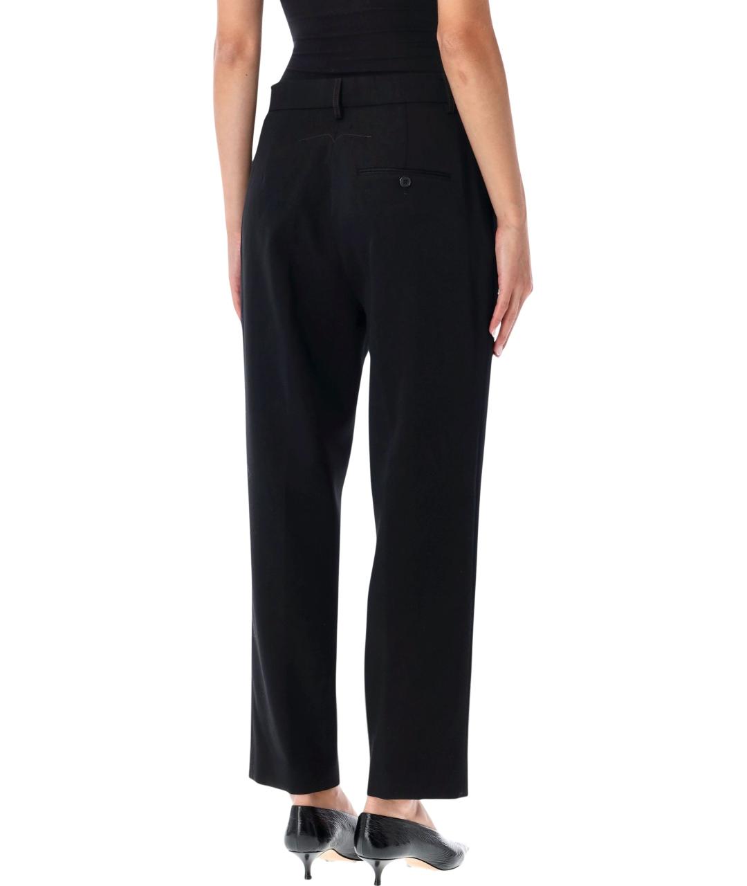 LANVIN Черные хлопковые прямые брюки, фото 2