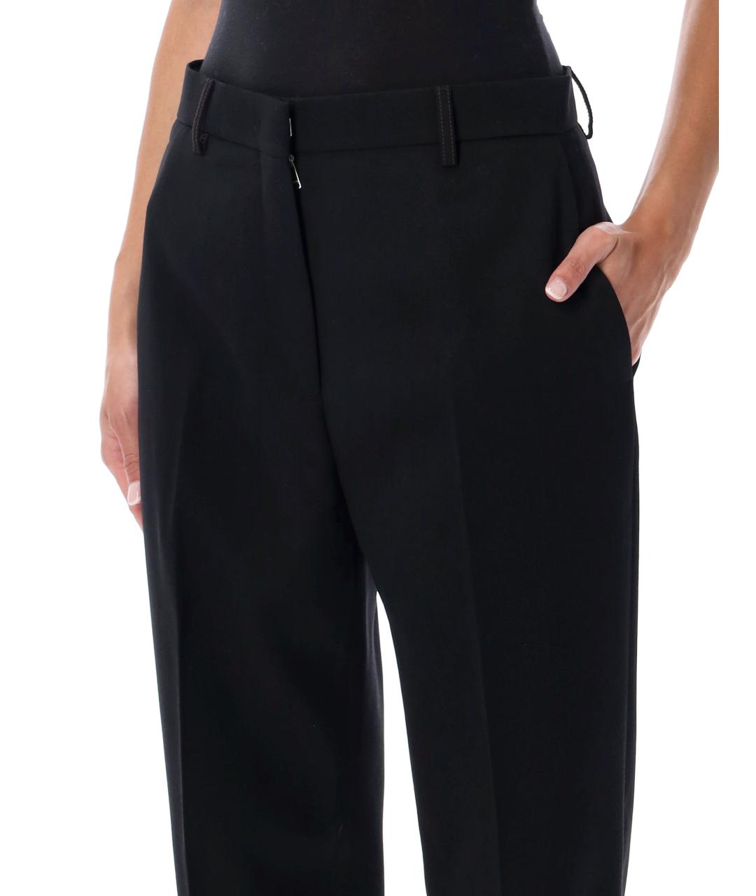 LANVIN Черные хлопковые прямые брюки, фото 3