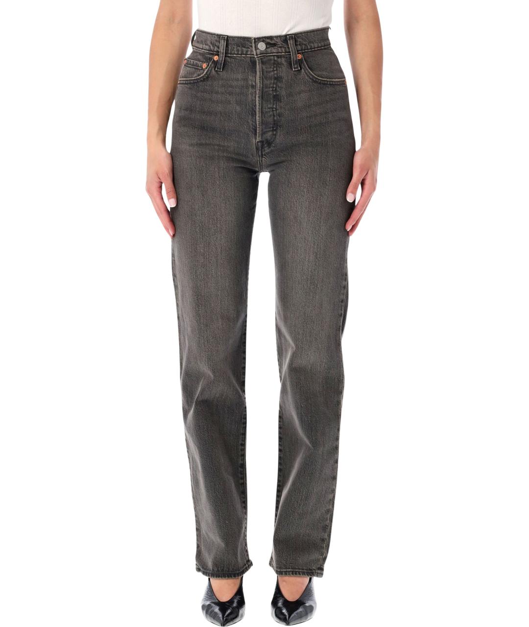 LEVI'S Черные хлопковые прямые джинсы, фото 1