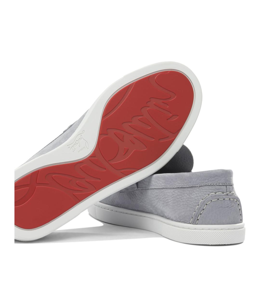 CHRISTIAN LOUBOUTIN Серые кожаные лоферы, фото 5