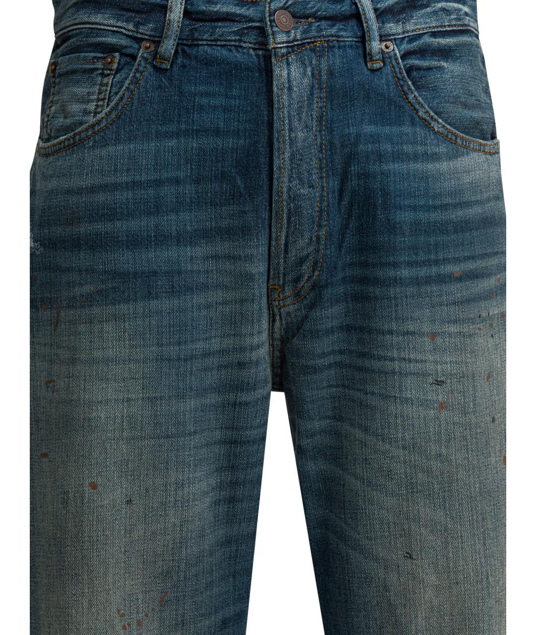 ACNE STUDIOS Синие хлопковые прямые джинсы, фото 3