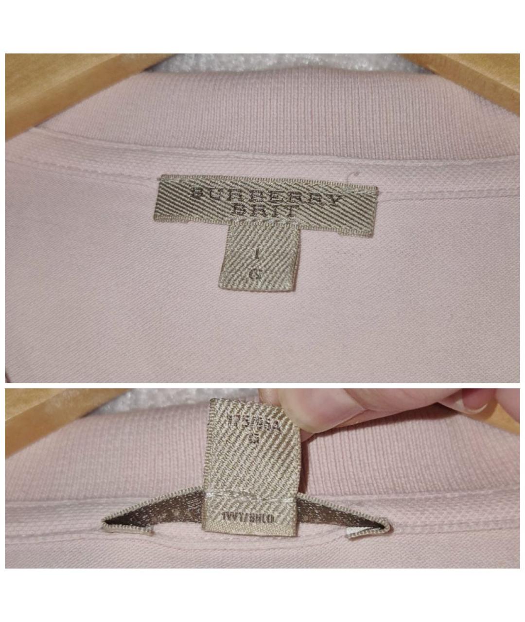 BURBERRY Розовая хлопко-эластановая футболка, фото 3