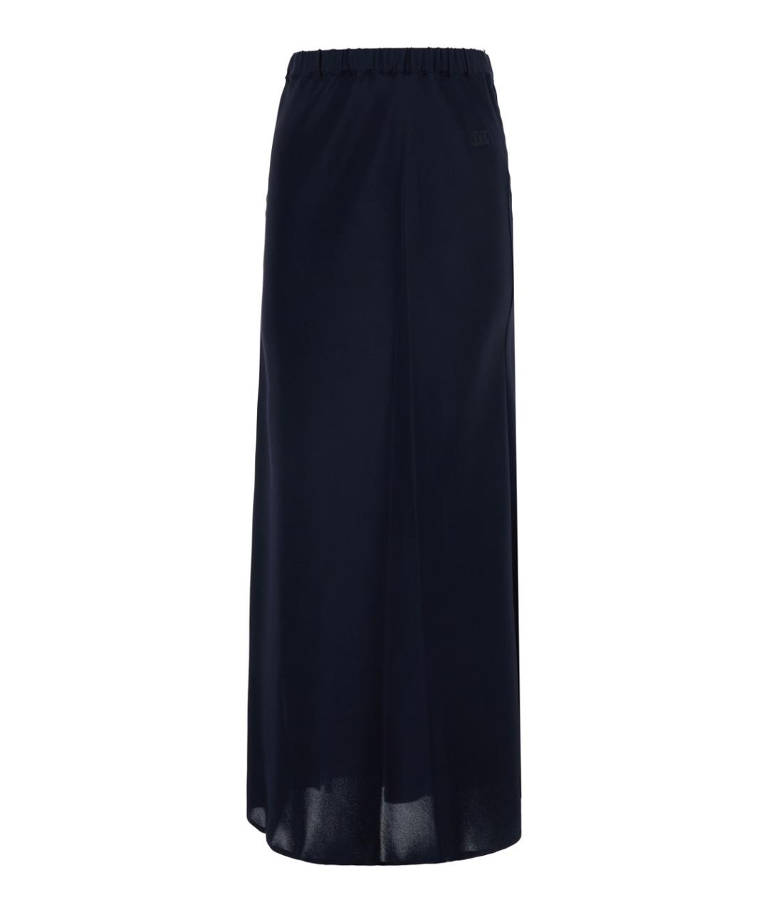 MAX MARA Темно-синяя шелковая юбка макси, фото 1