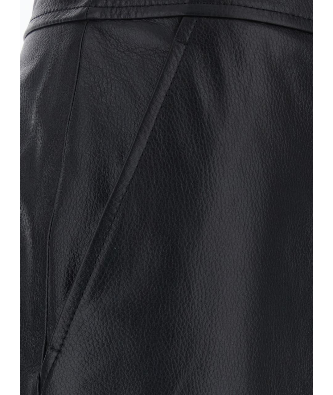 MAX MARA STUDIO Черная кожаная юбка миди, фото 3
