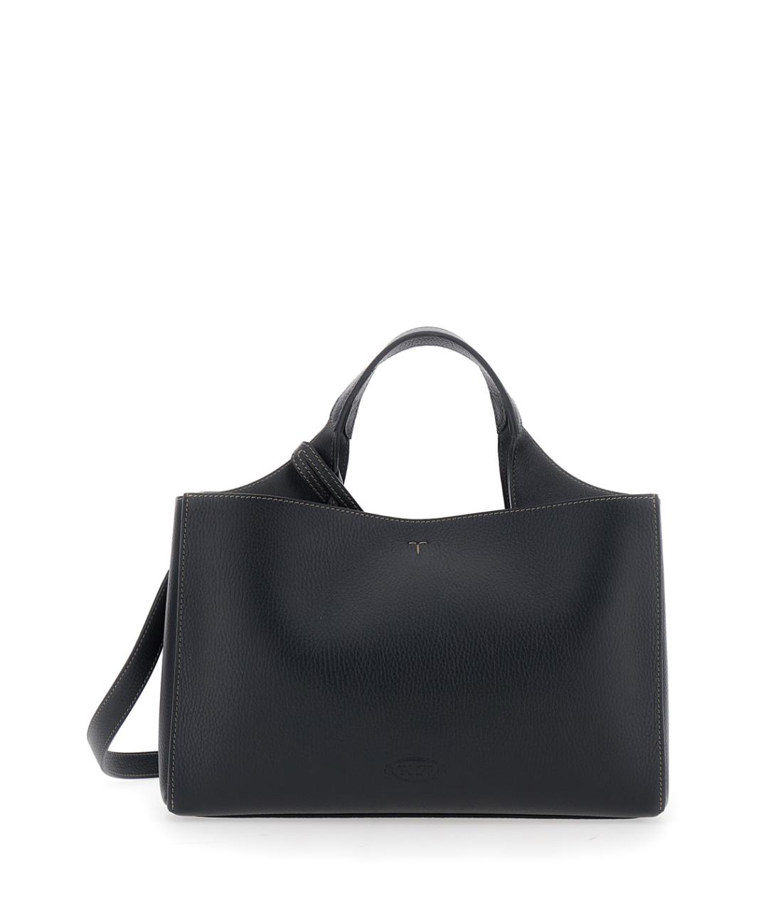 TOD'S Черная кожаная сумка тоут, фото 1