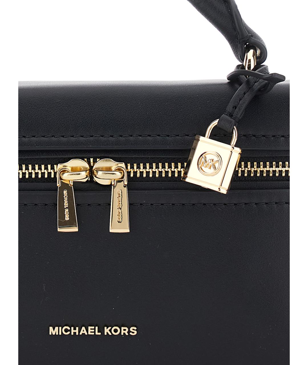 MICHAEL MICHAEL KORS Черная кожаная сумка через плечо, фото 3