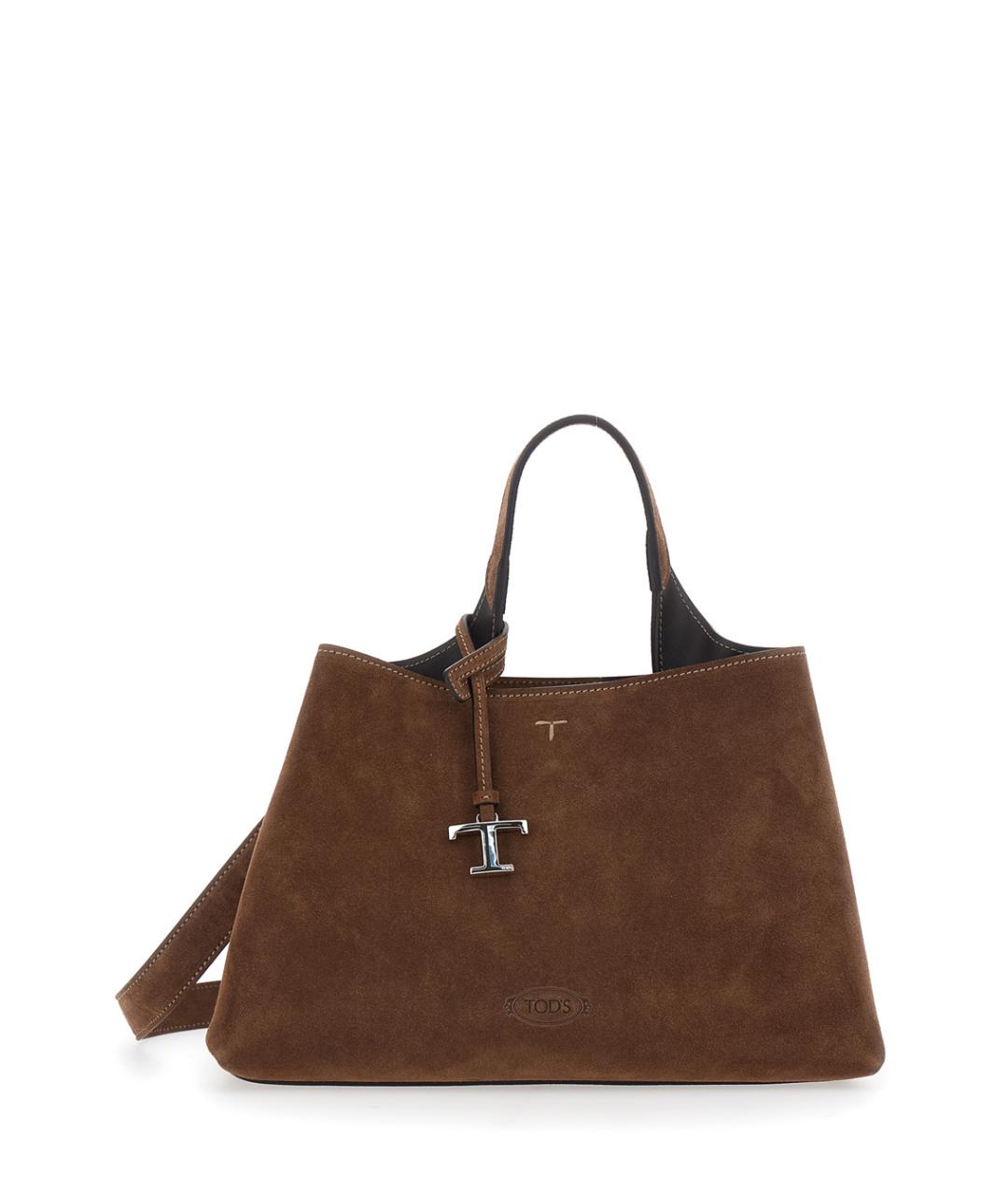 TOD'S Коричневая кожаная сумка тоут, фото 1