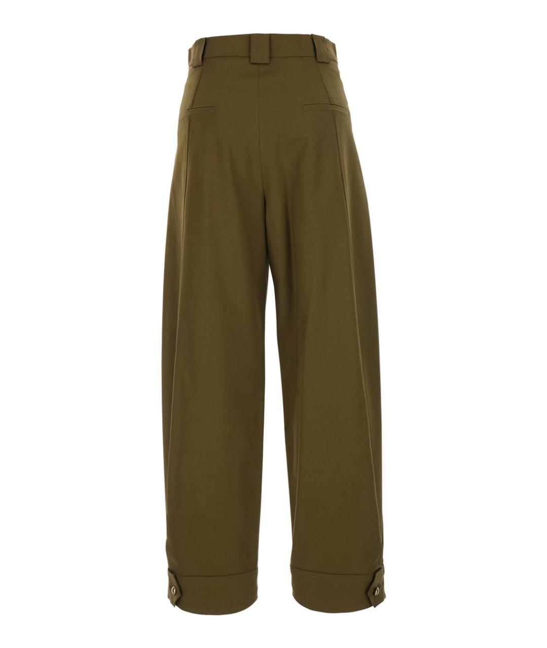 MAX MARA Зеленые хлопковые прямые брюки, фото 2