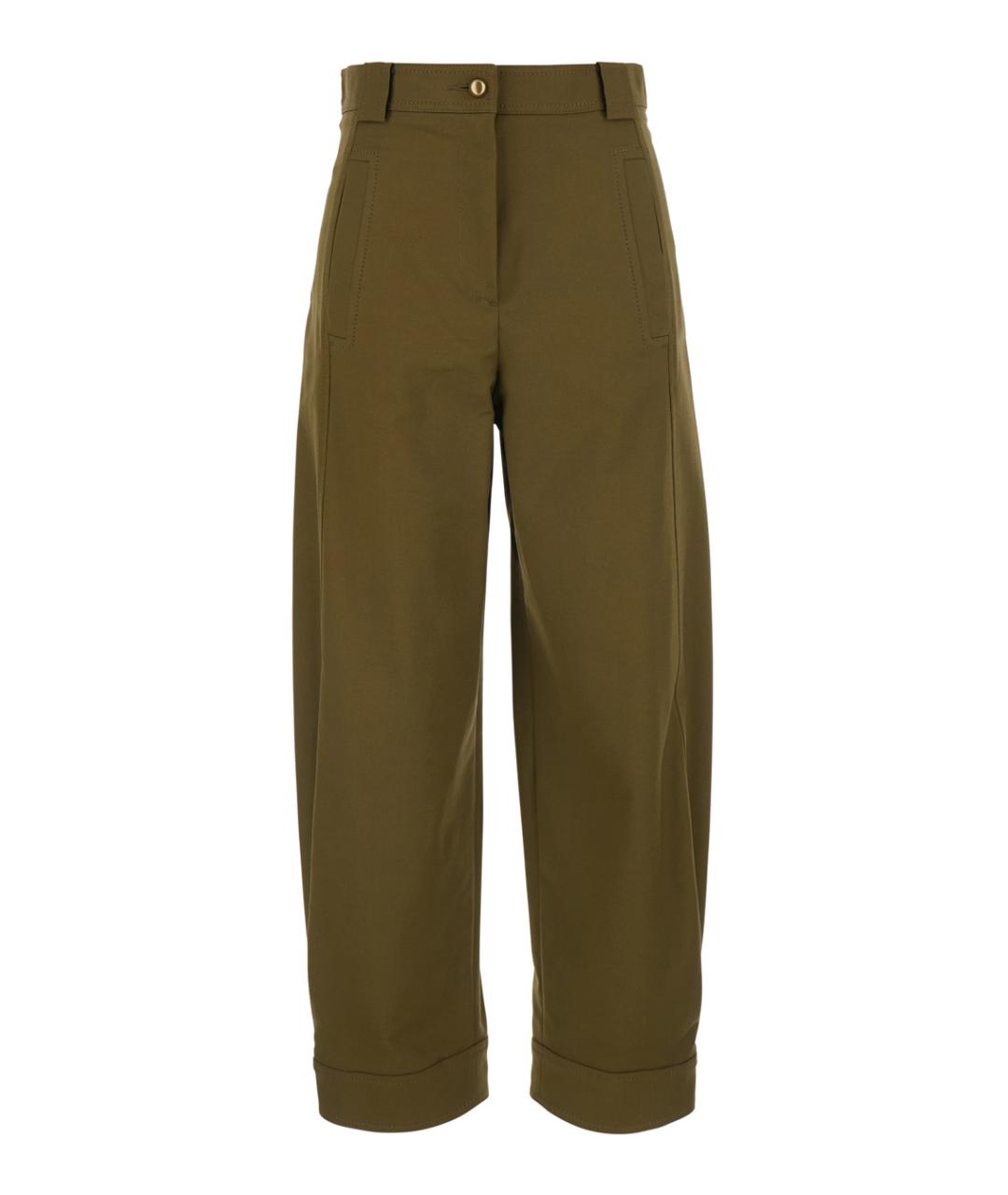 MAX MARA Зеленые хлопковые прямые брюки, фото 1