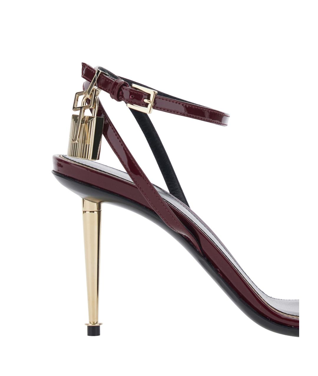 TOM FORD Бордовые босоножки из лакированной кожи, фото 4
