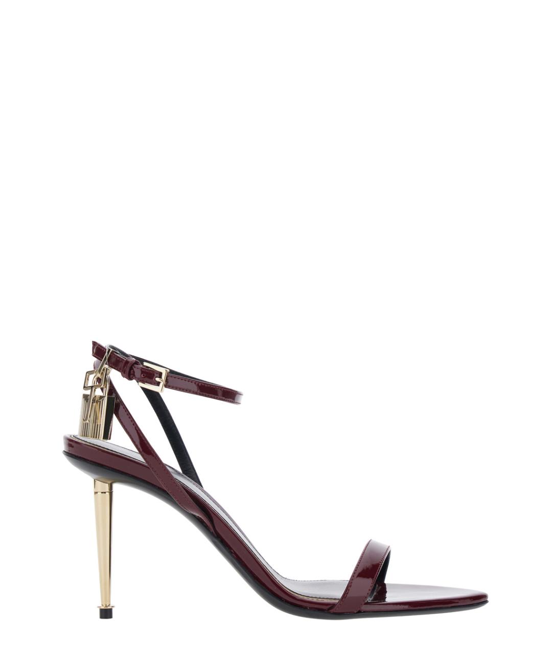 TOM FORD Бордовые босоножки из лакированной кожи, фото 1