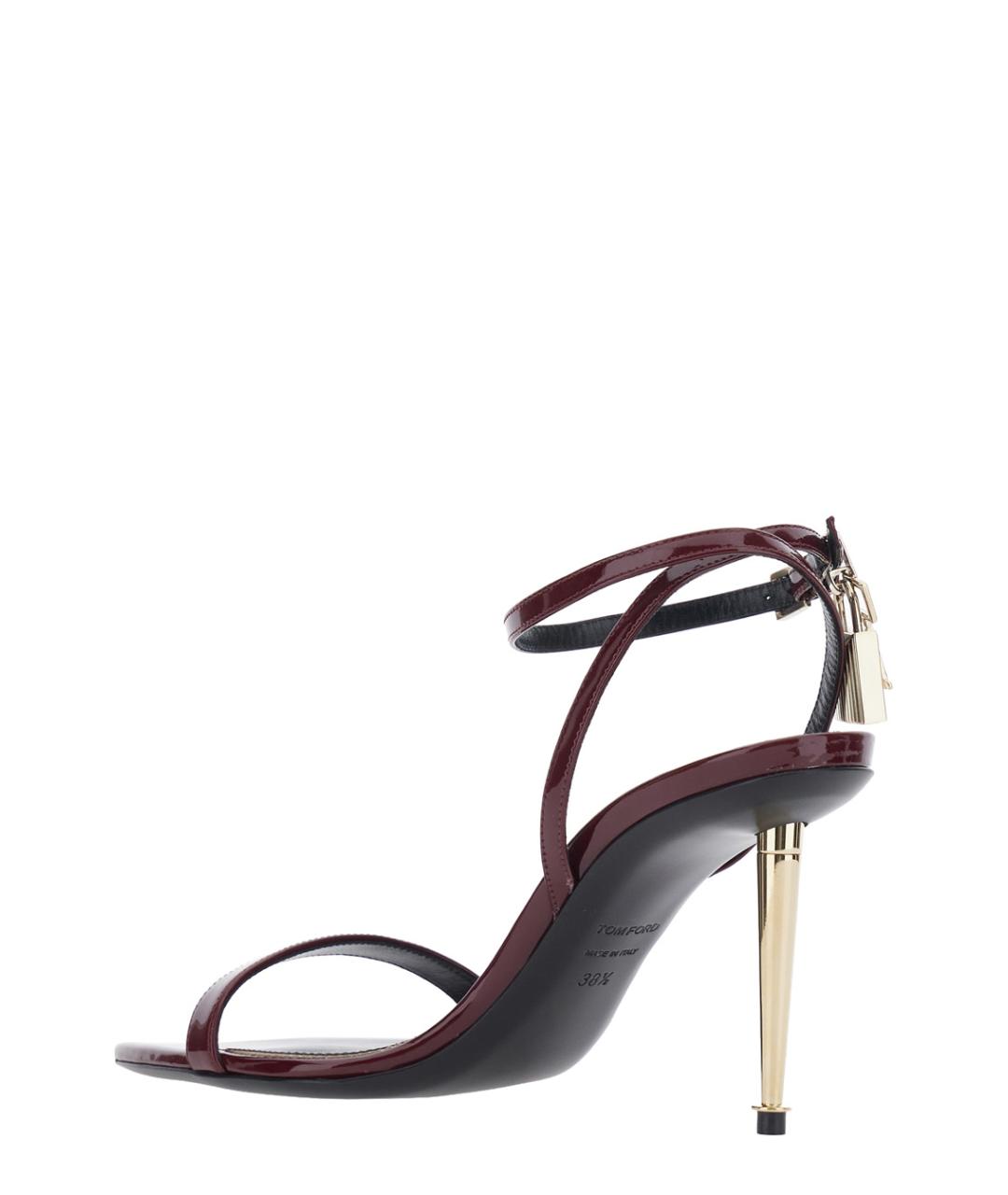 TOM FORD Бордовые босоножки из лакированной кожи, фото 3